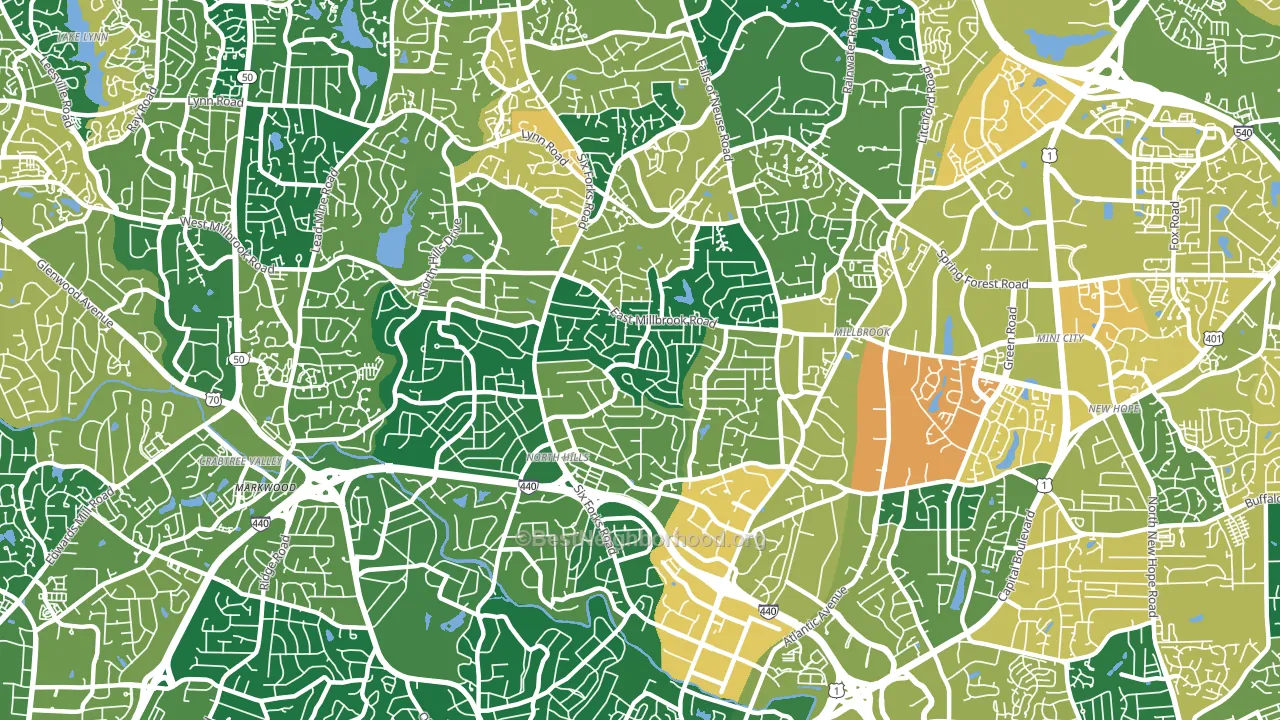 27609, NC block-group voter-turnout map