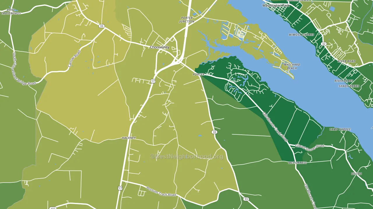 27817, NC block-group voter-turnout map