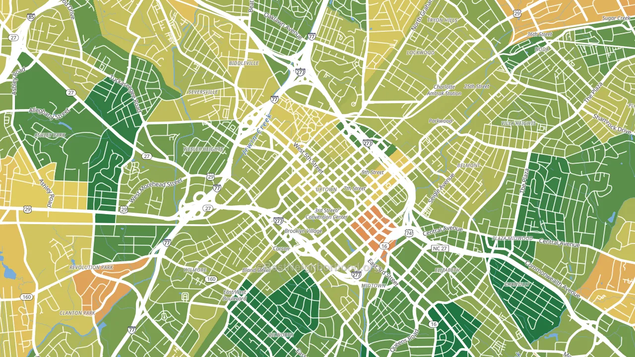 28202, NC block-group voter-turnout map