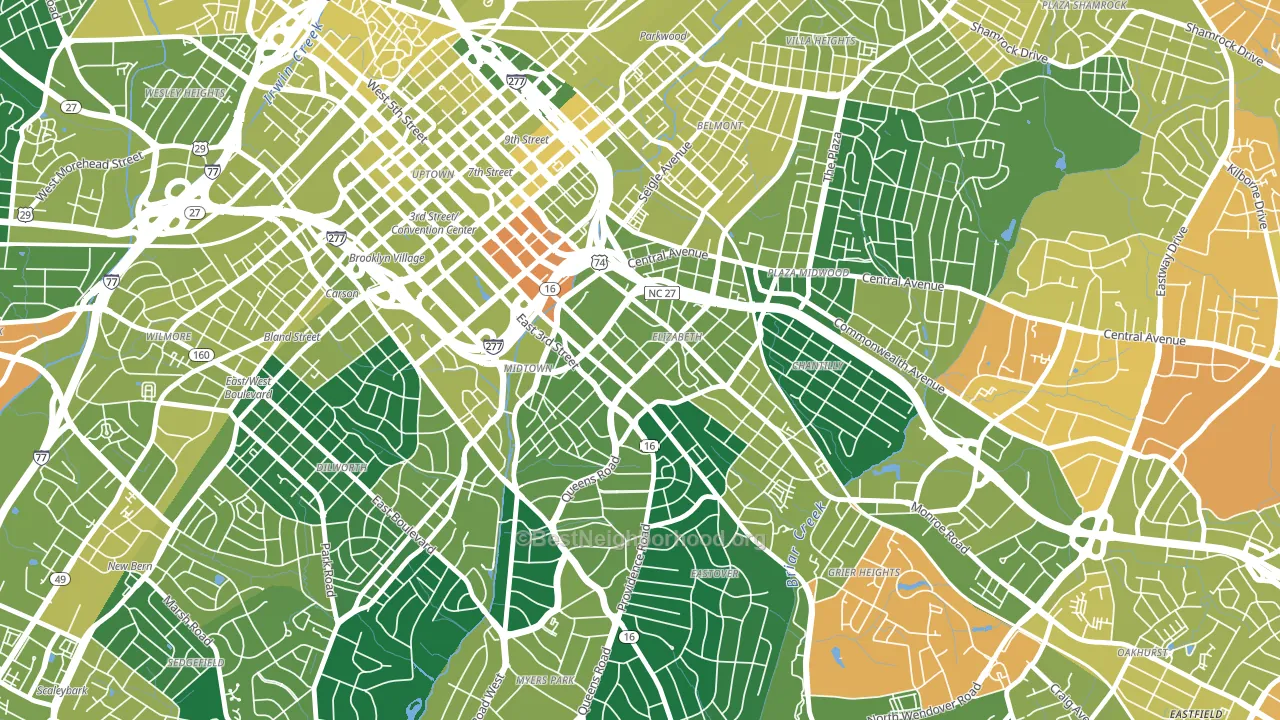 28204, NC block-group voter-turnout map