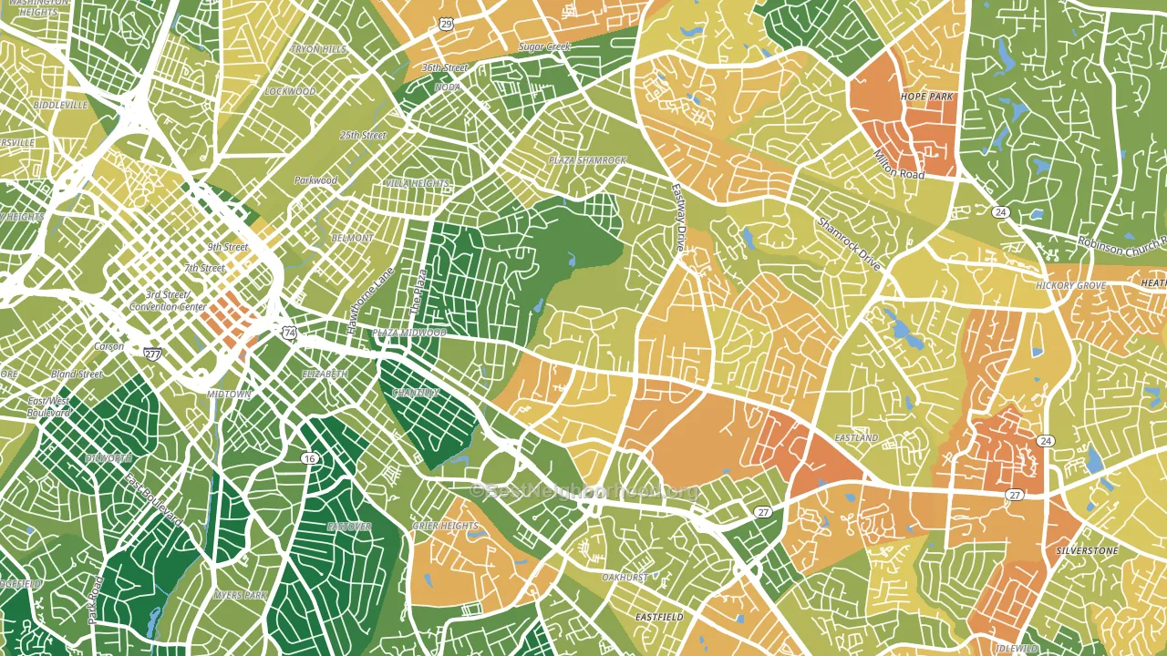 28205, NC block-group voter-turnout map