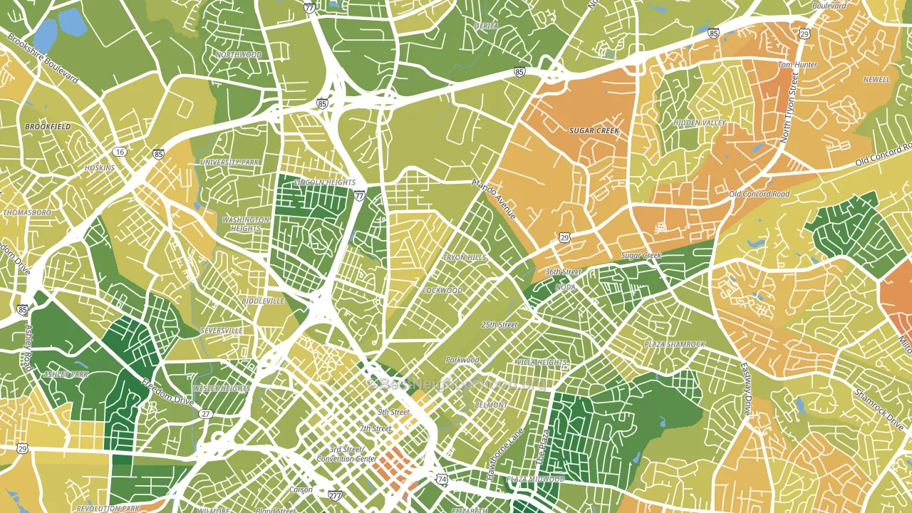 28206, NC block-group voter-turnout map
