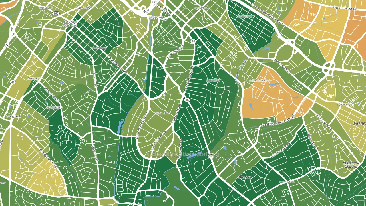 28207, NC block-group voter-turnout map