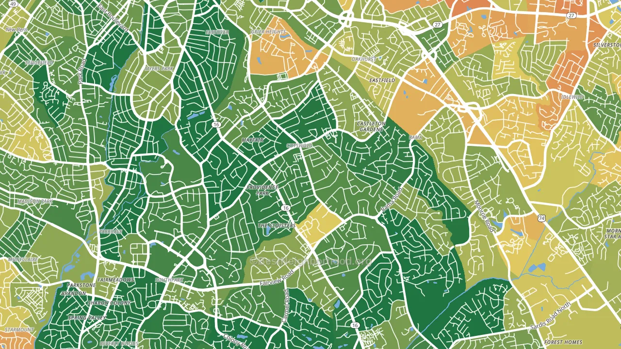 28211, NC block-group voter-turnout map