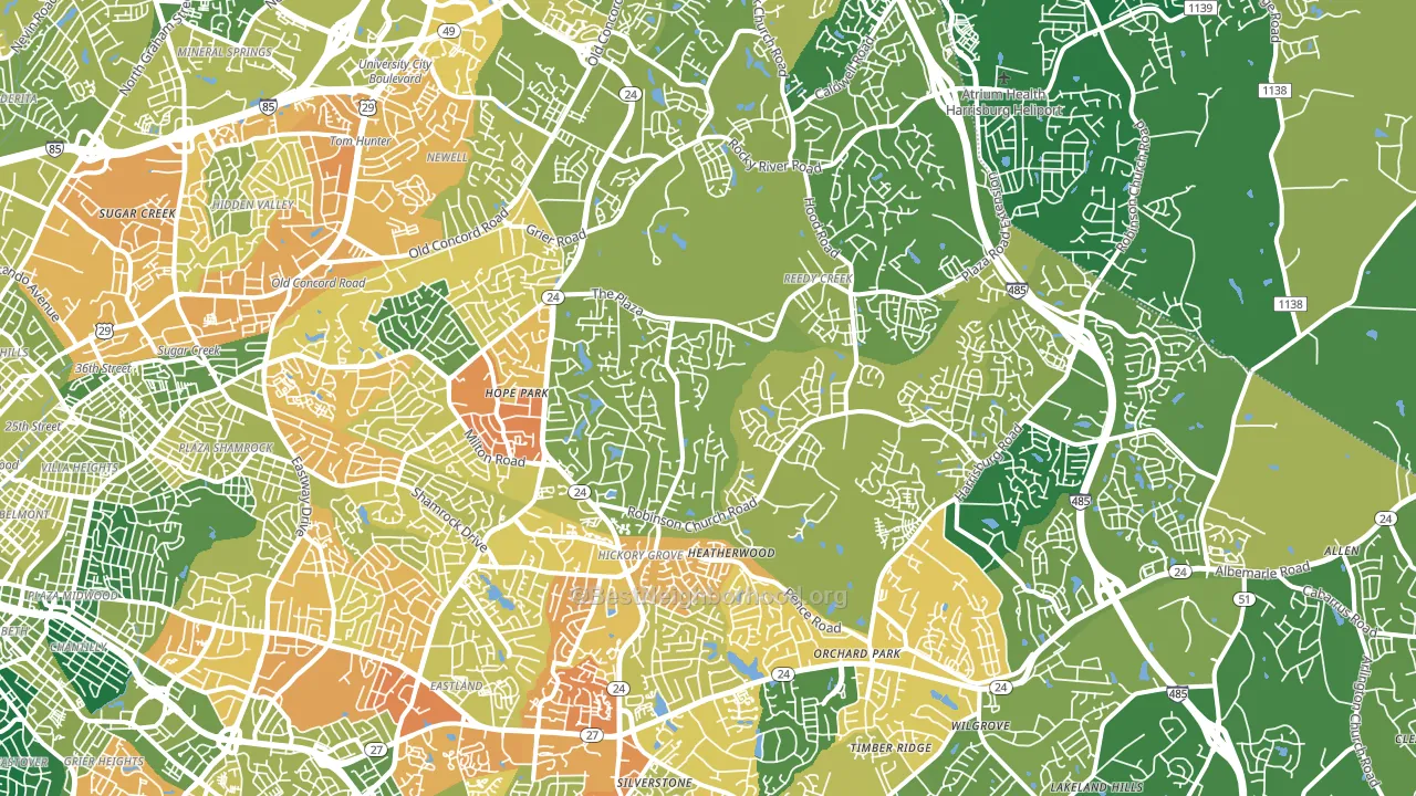 28215, NC block-group voter-turnout map