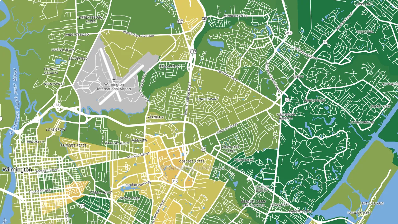 28405, NC block-group voter-turnout map