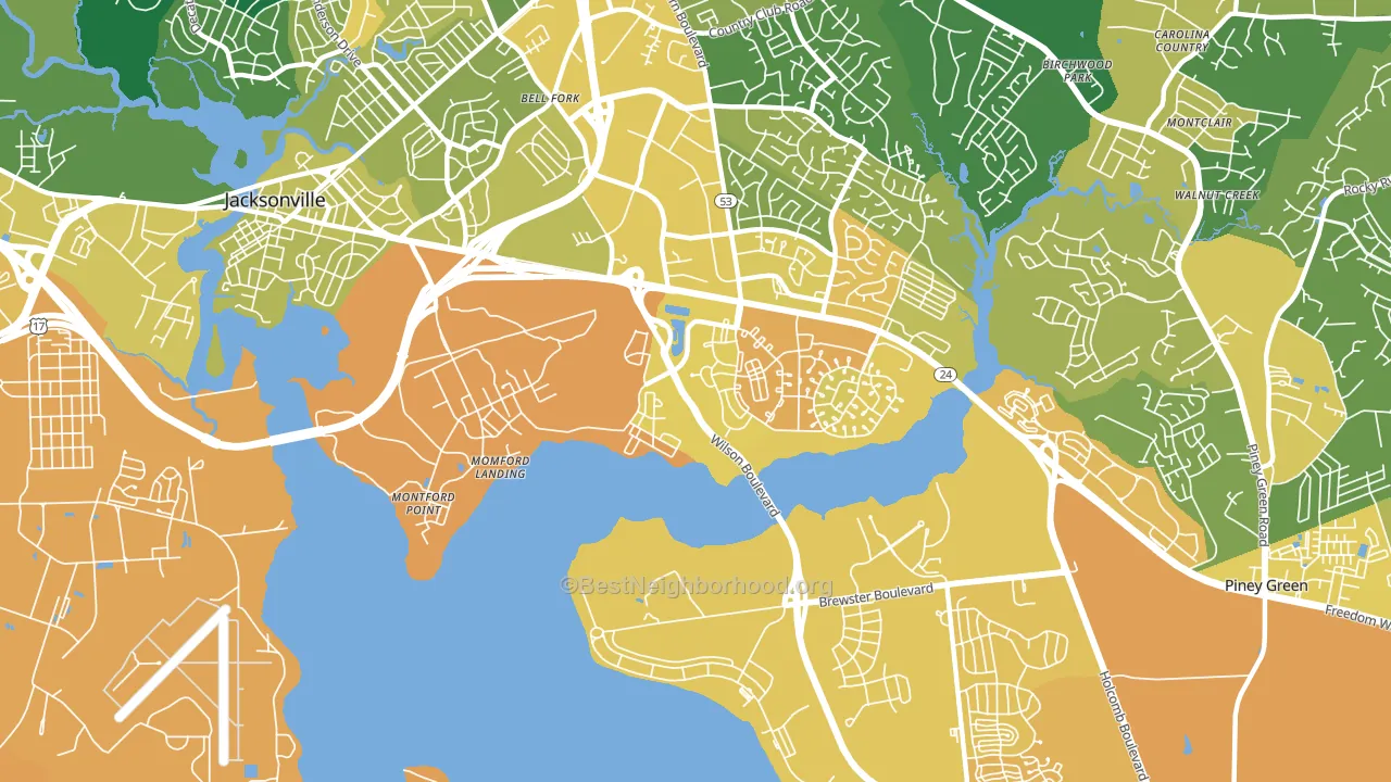 28543, NC block-group voter-turnout map