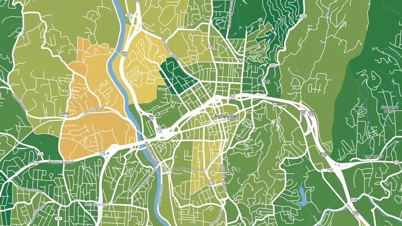 28801, NC block-group voter-turnout map