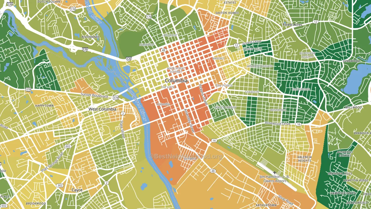 29201, SC block-group voter-turnout map