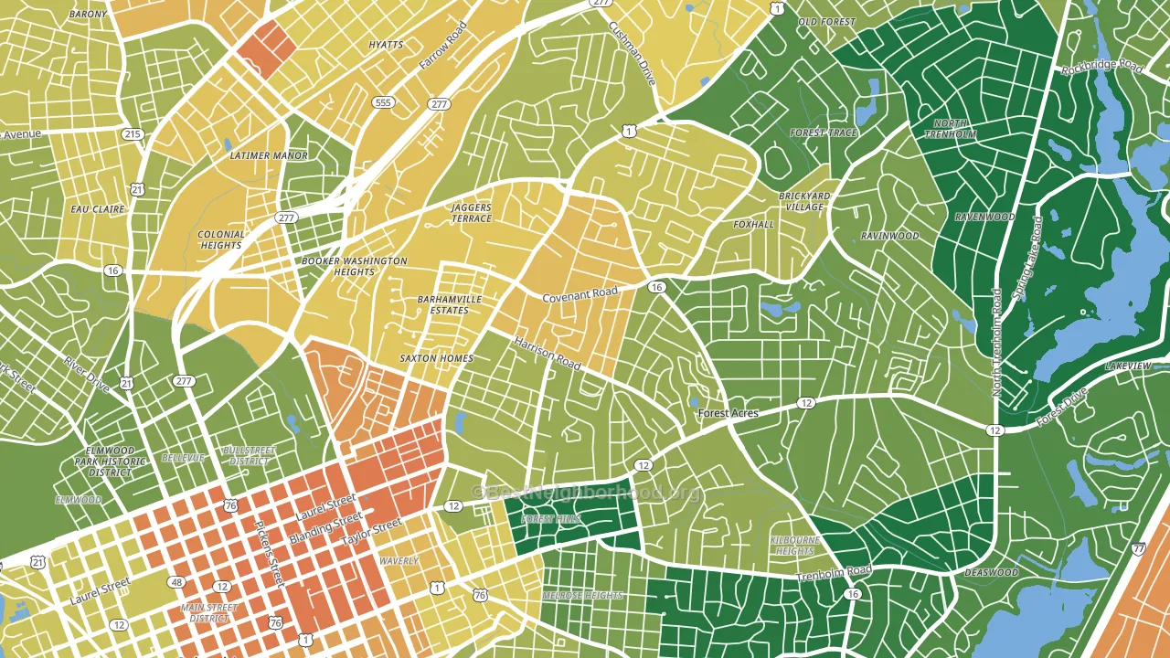29204, SC block-group voter-turnout map
