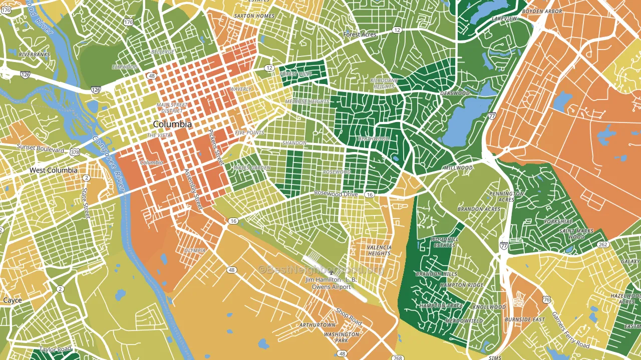 29205, SC block-group voter-turnout map