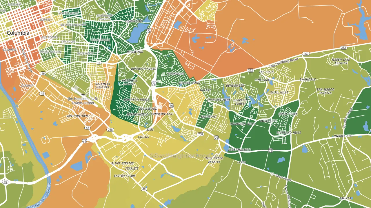 29209, SC block-group voter-turnout map