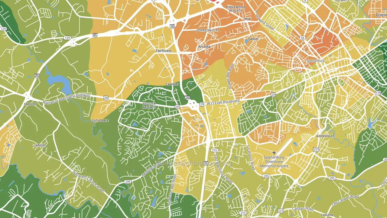 29301, SC block-group voter-turnout map