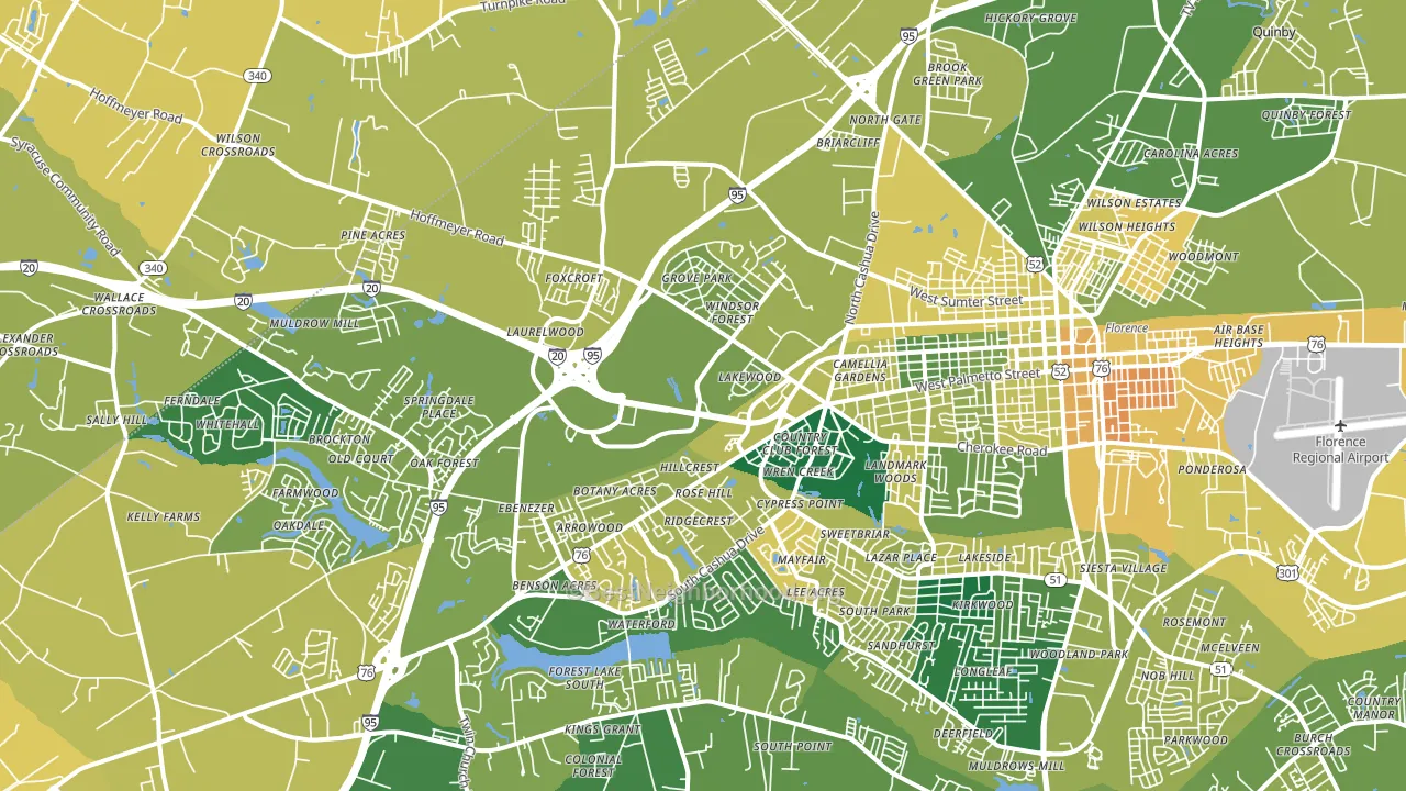 29501, SC block-group voter-turnout map