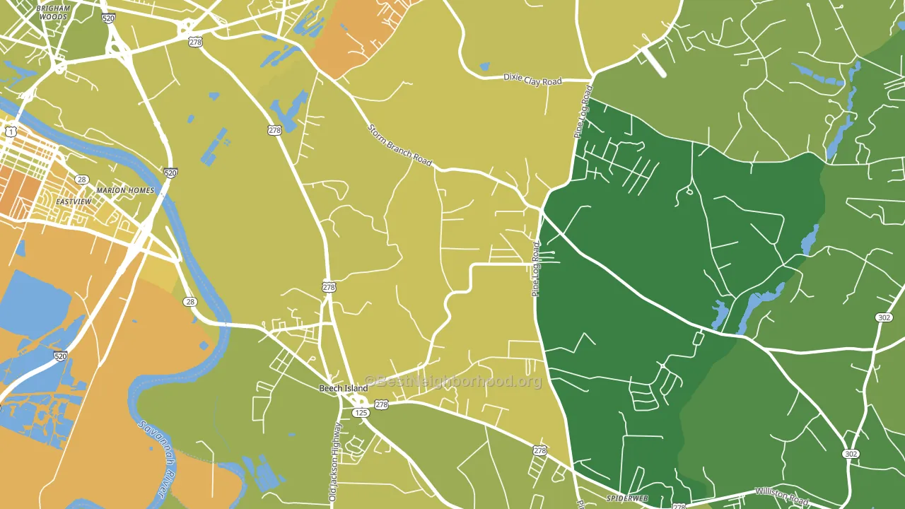 29842, SC block-group voter-turnout map