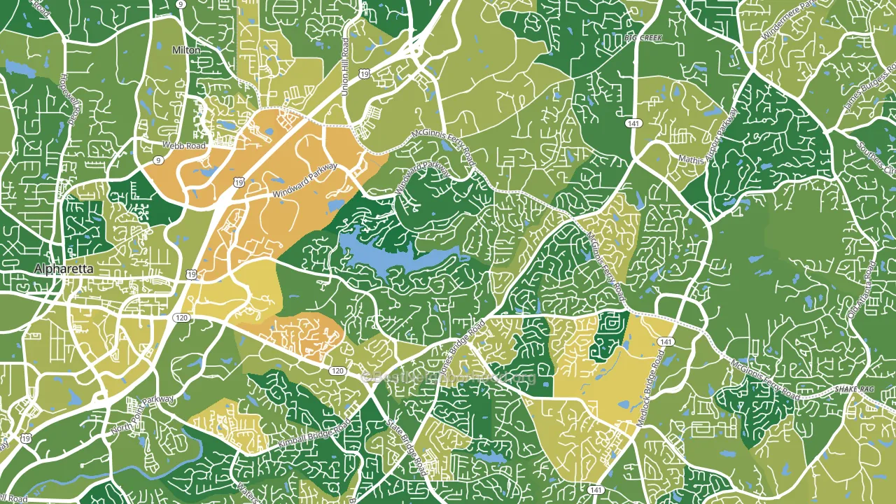 30005, GA block-group voter-turnout map