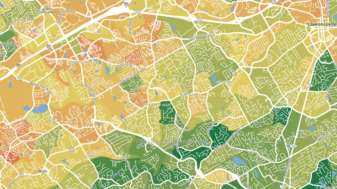 30044, GA block-group voter-turnout map