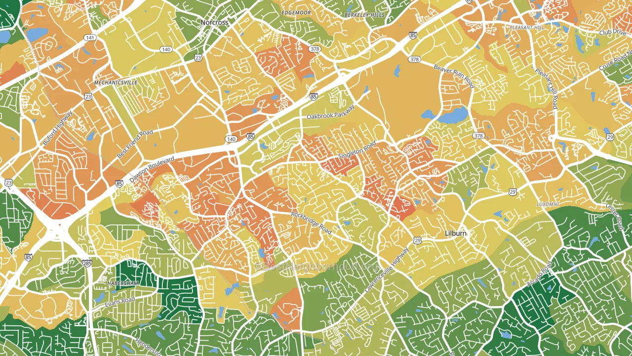 30093, GA block-group voter-turnout map