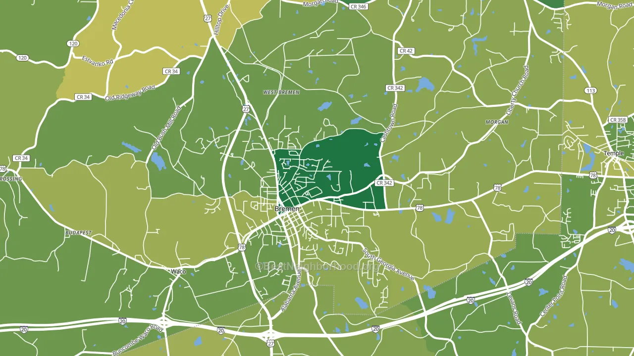 30110, GA block-group voter-turnout map