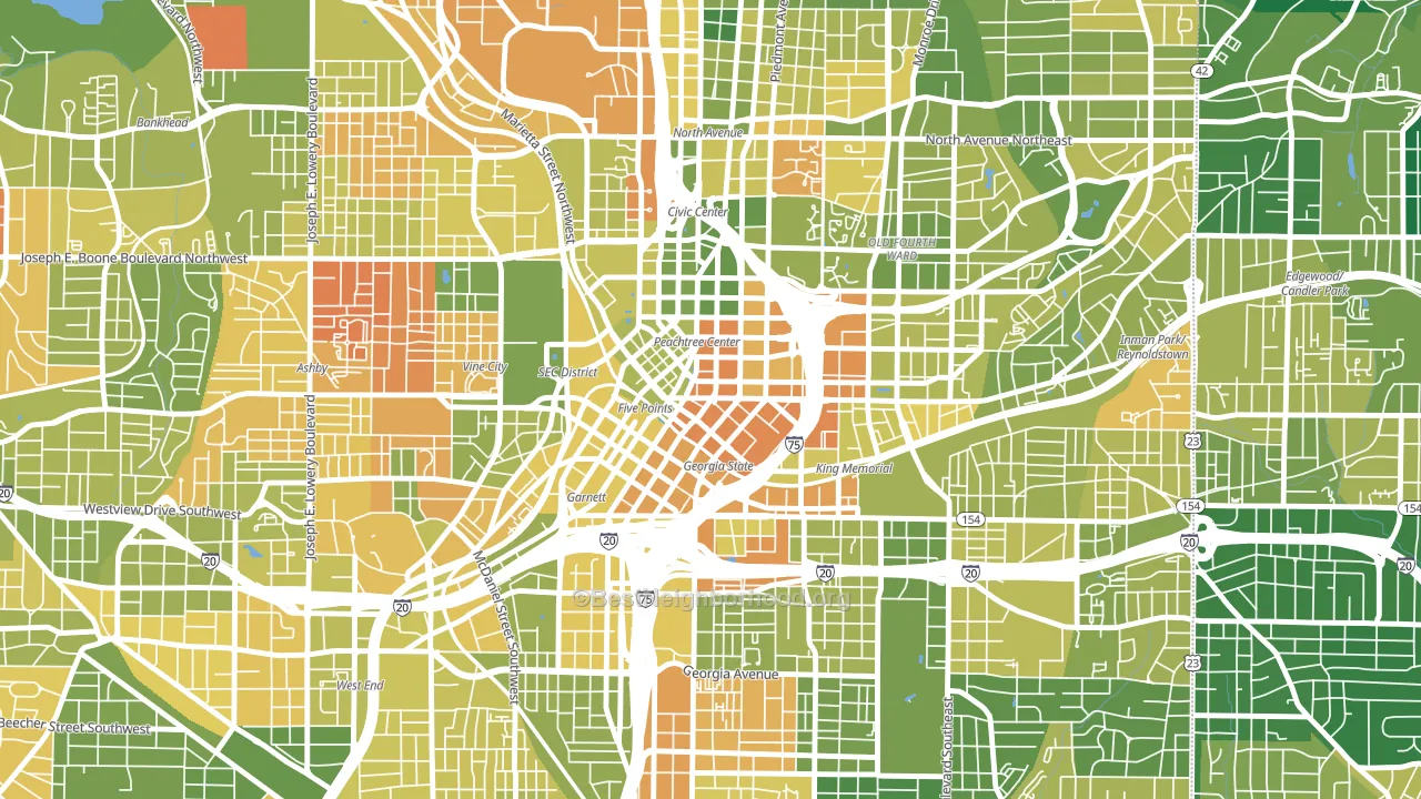 30303, GA block-group voter-turnout map