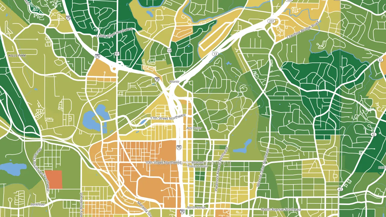 30309, GA block-group voter-turnout map