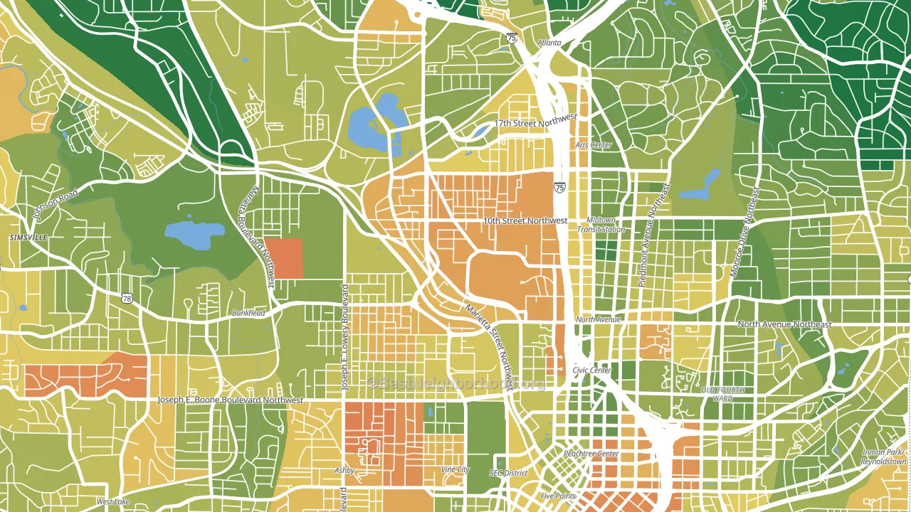 30332, GA block-group voter-turnout map