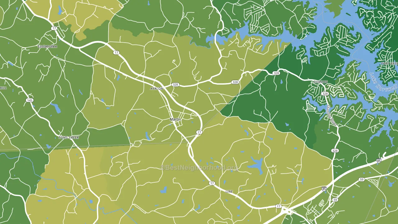 30557, GA block-group voter-turnout map