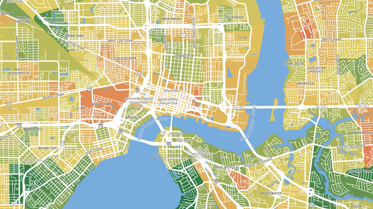 32202, FL block-group voter-turnout map