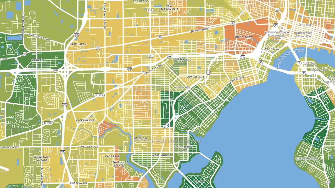 32205, FL block-group voter-turnout map