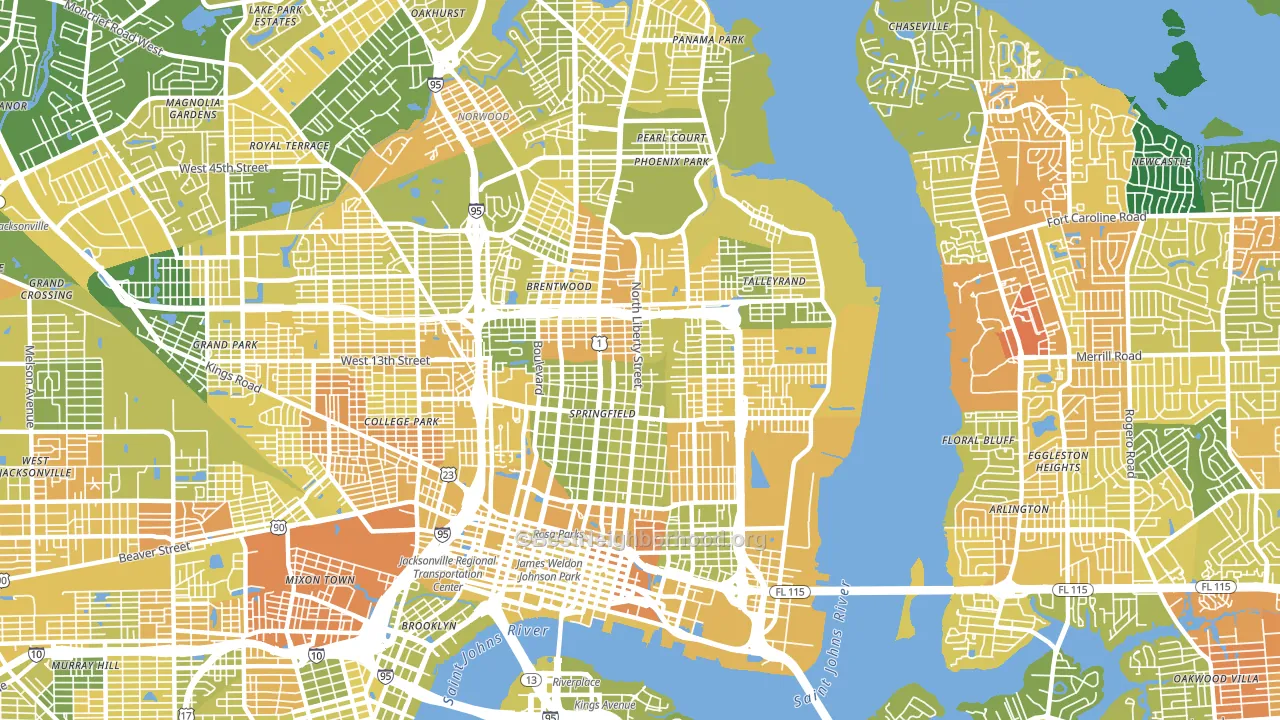 32206, FL block-group voter-turnout map