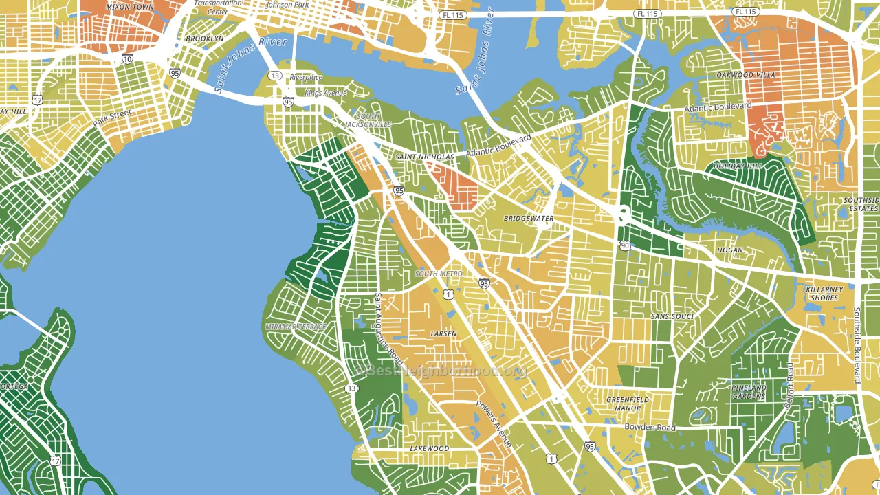 32207, FL block-group voter-turnout map