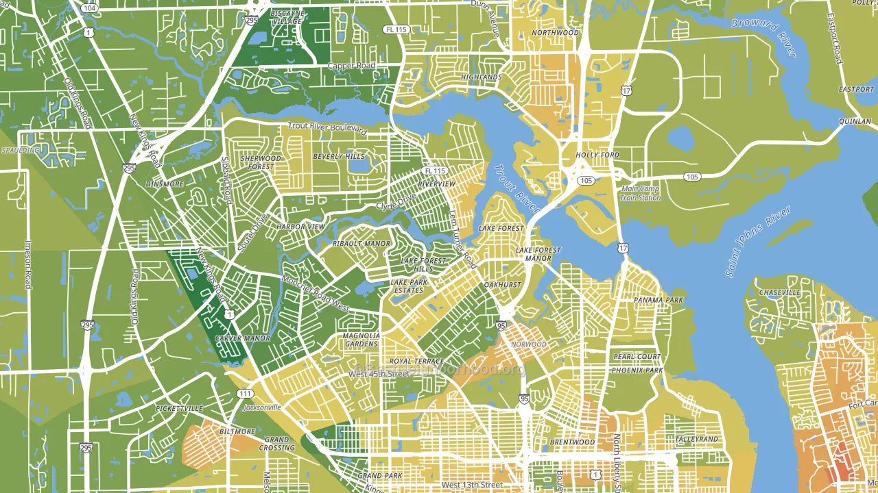 32208, FL block-group voter-turnout map