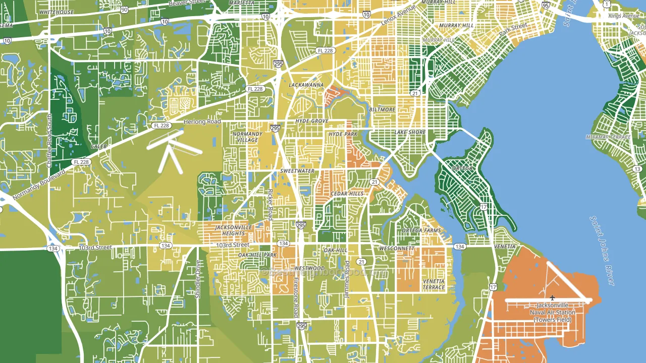 32210, FL block-group voter-turnout map