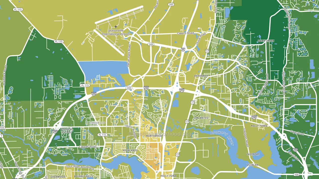 32218, FL block-group voter-turnout map
