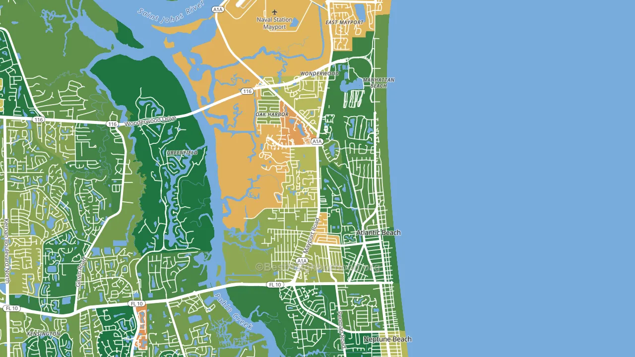 32233, FL block-group voter-turnout map