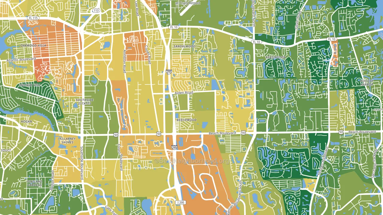 32246, FL block-group voter-turnout map