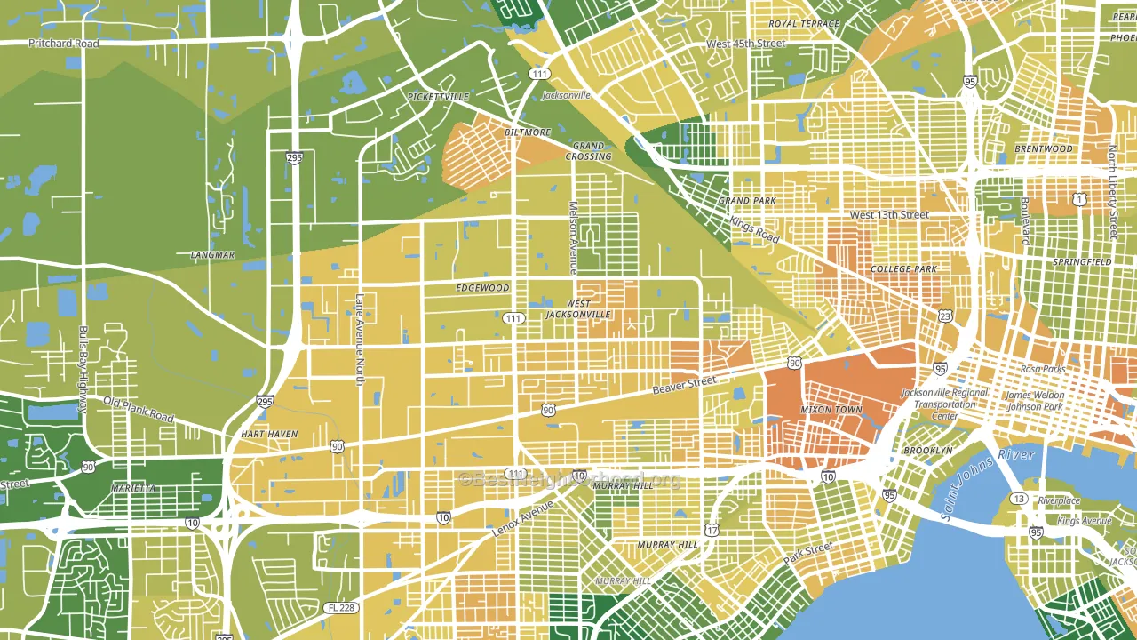 32254, FL block-group voter-turnout map