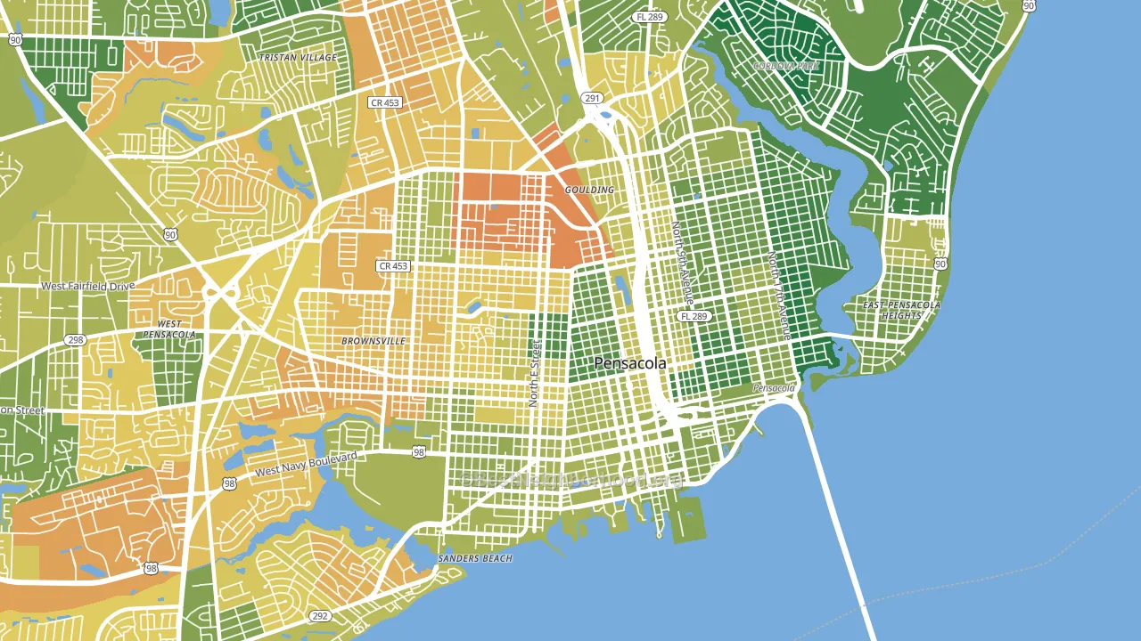 32501, FL block-group voter-turnout map