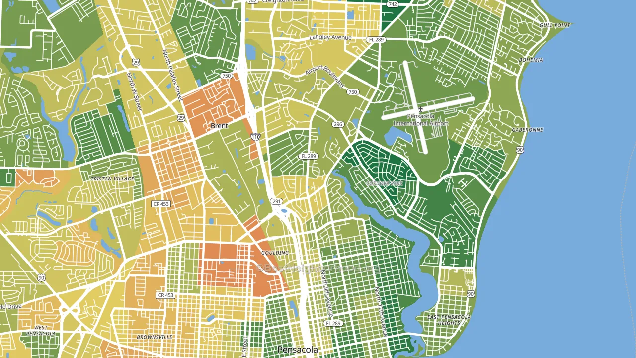 32503, FL block-group voter-turnout map