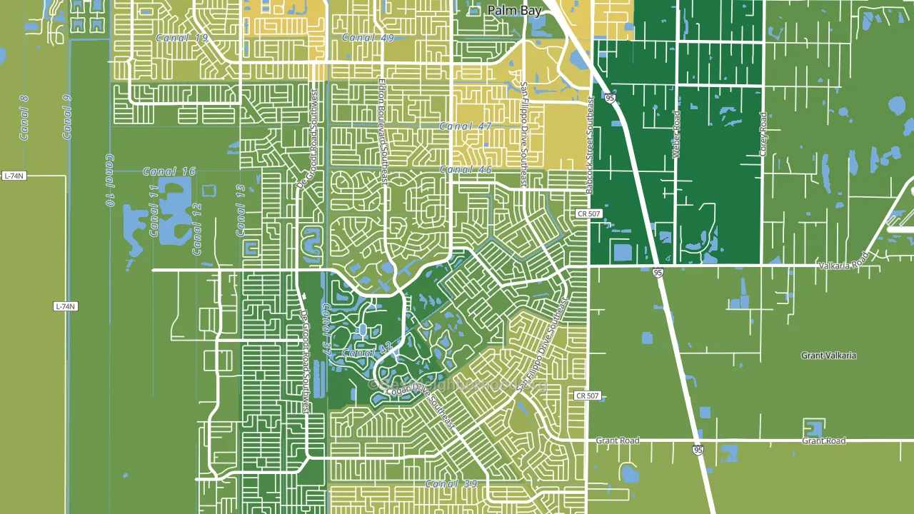 32909, FL block-group voter-turnout map