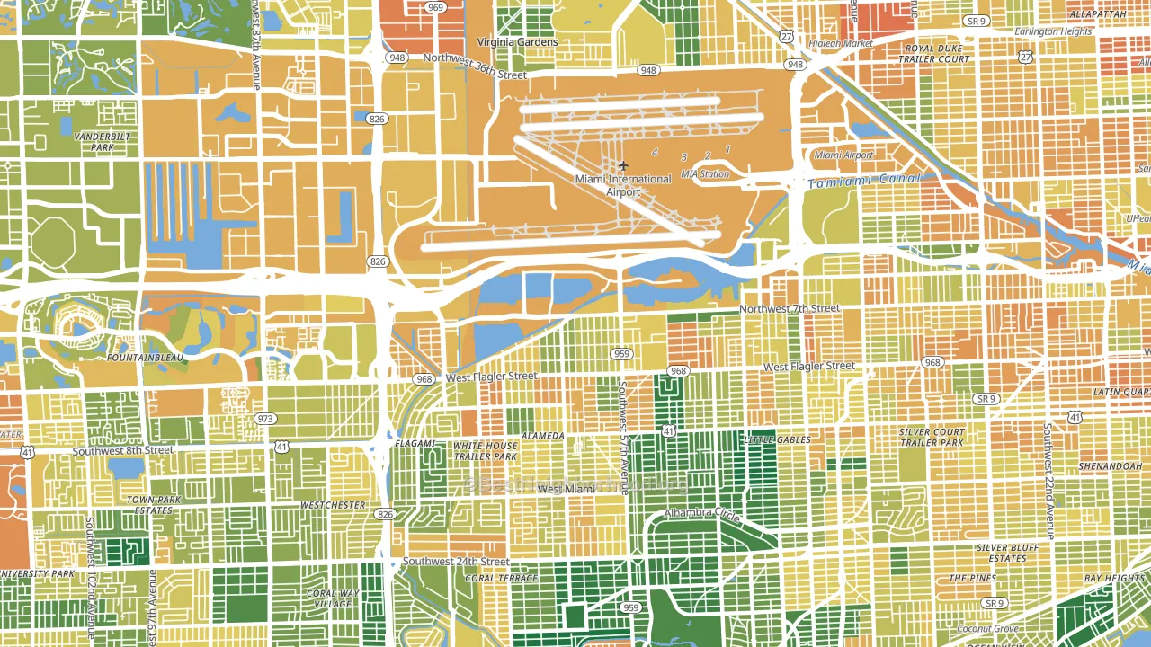 33126, FL block-group voter-turnout map