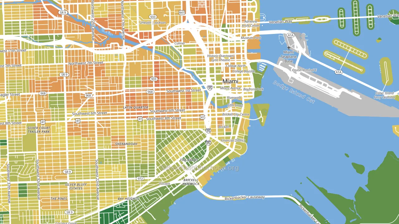 33130, FL block-group voter-turnout map
