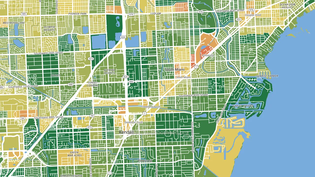 33143, FL block-group voter-turnout map
