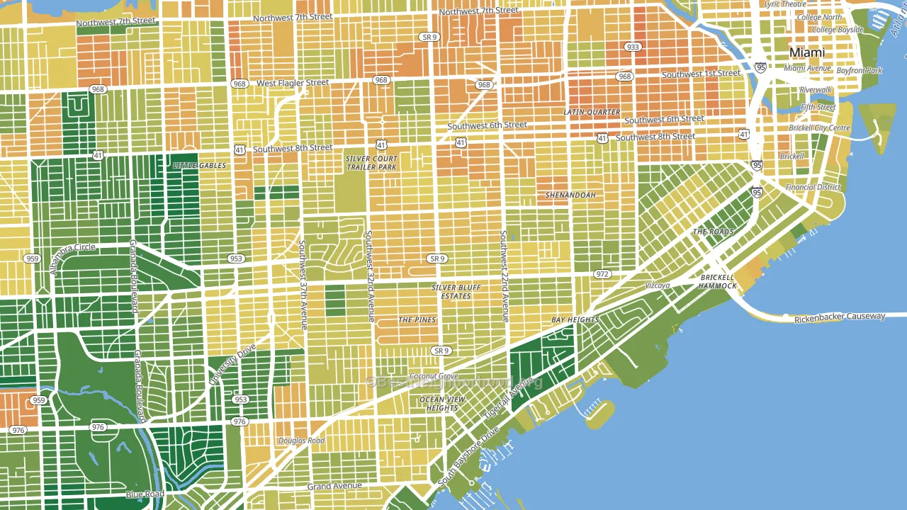 33145, FL block-group voter-turnout map