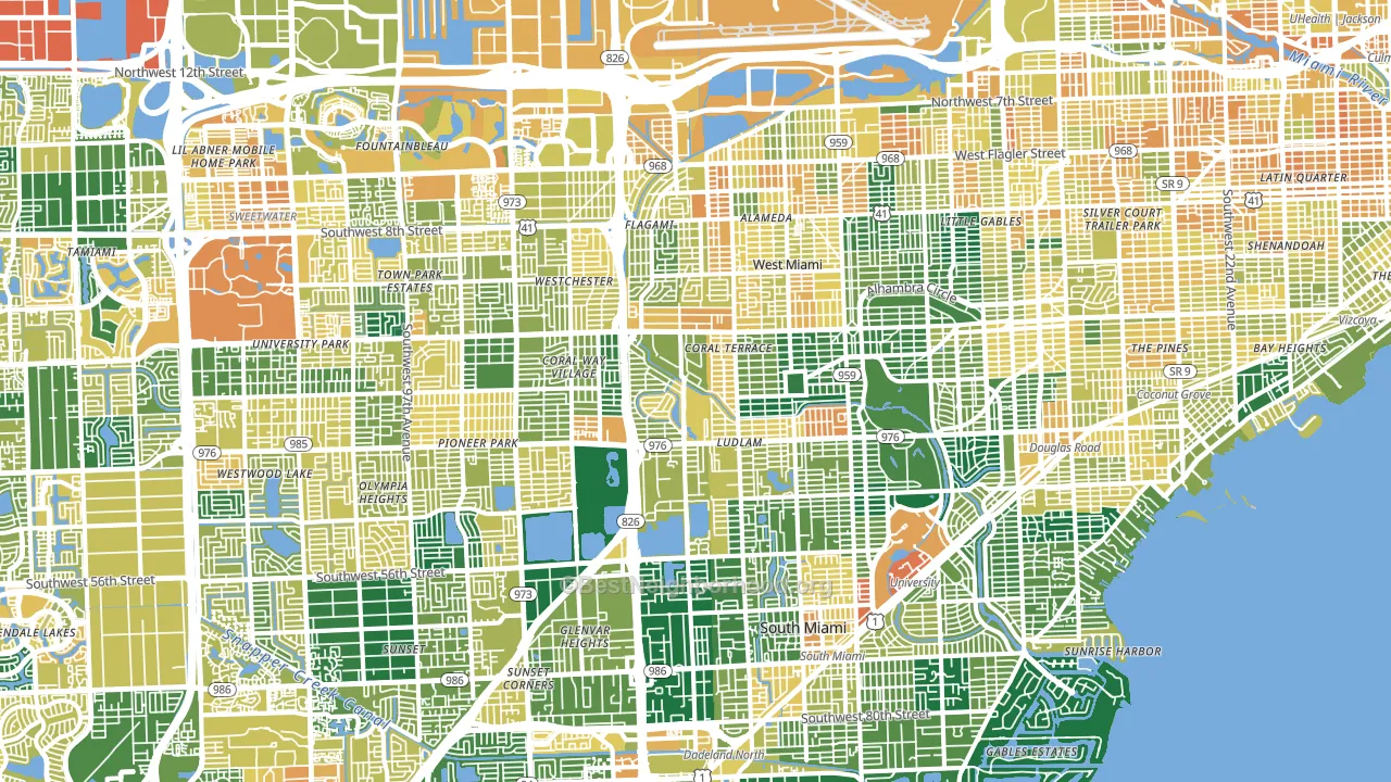 33155, FL block-group voter-turnout map