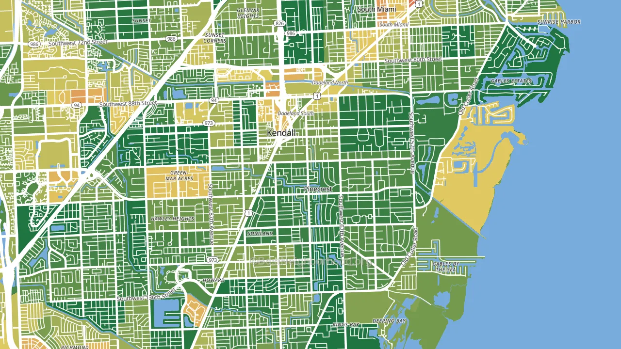33156, FL block-group voter-turnout map