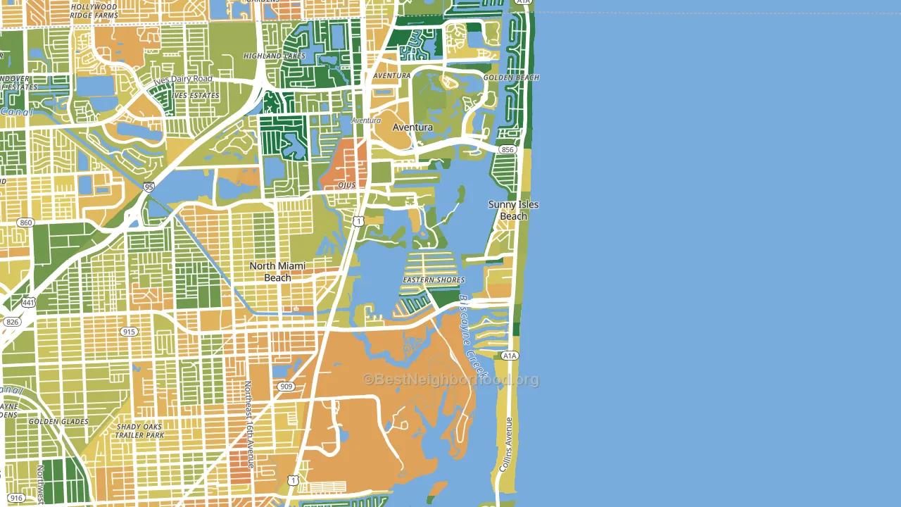 33160, FL block-group voter-turnout map