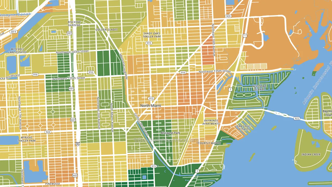 33161, FL block-group voter-turnout map