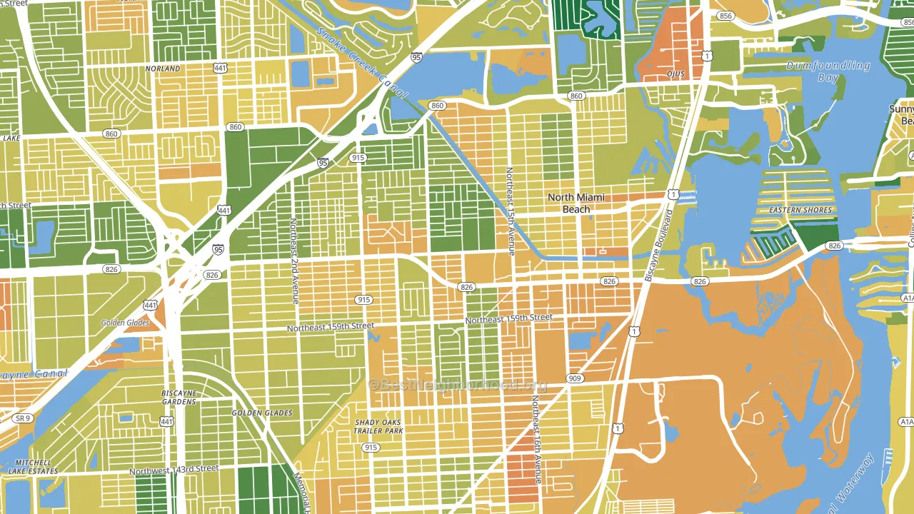33162, FL block-group voter-turnout map