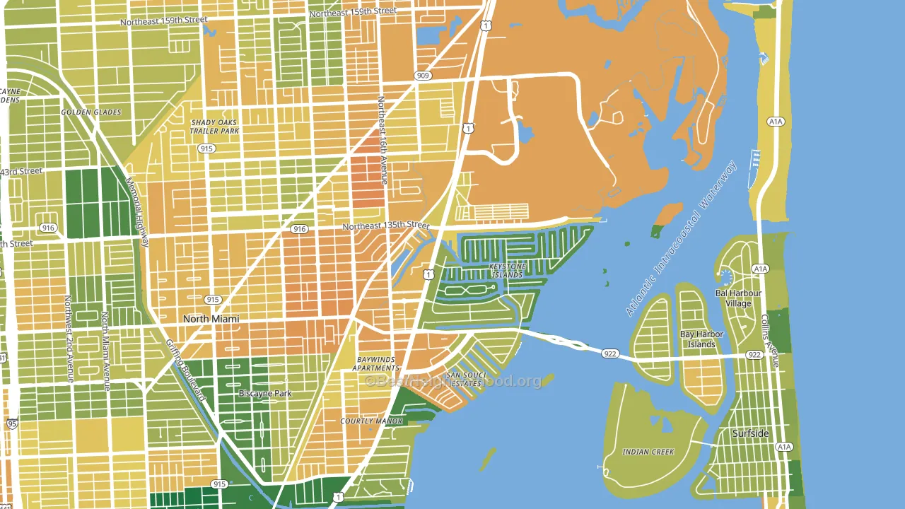 33181, FL block-group voter-turnout map
